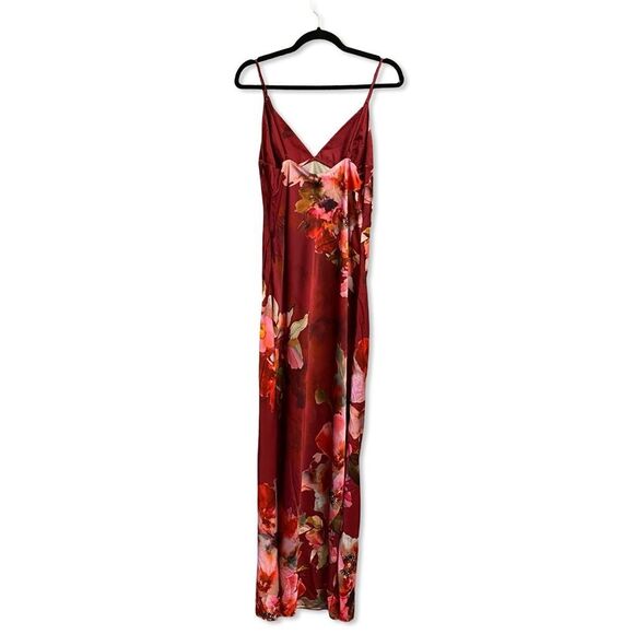 HEMANT & NANDITA Tuhi maxi dress Vibrant Red Pink floral slip NWT Revolve L - Picture 8 of 12